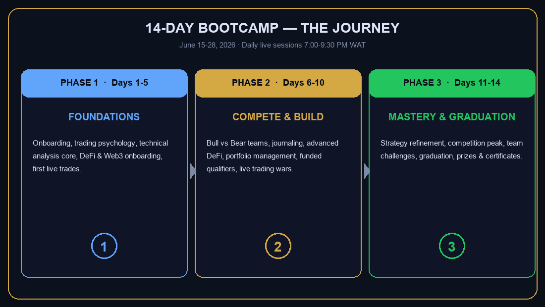 14-Day Bootcamp Journey — 3 Phases
